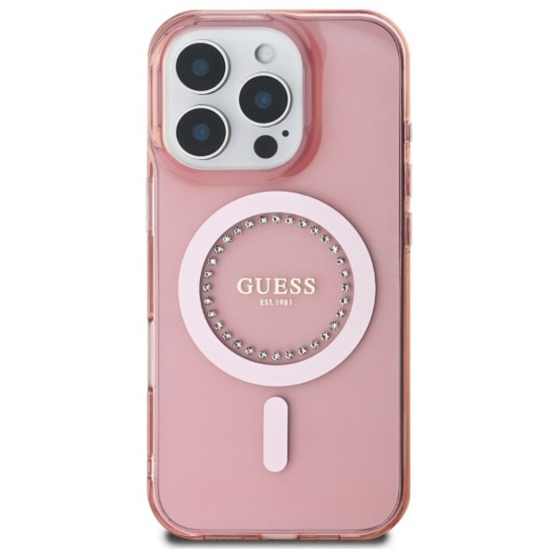 Guess IML Rhinestones MagSafe iPhone 16 Pro Max Case - Pink 2