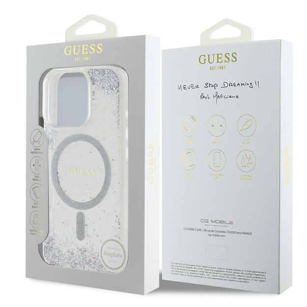 Guess GUHMP16XRGRGES iPhone 16 Pro Max 6.9&quot  silver/silver hardcase Resin Gradient Glitter MagSafe 7