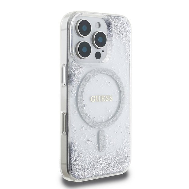 Guess GUHMP16XRGRGES iPhone 16 Pro Max 6.9&quot  silver/silver hardcase Resin Gradient Glitter MagSafe 3