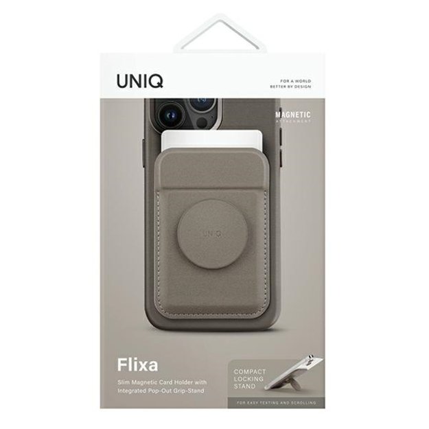 Uniq Flixa Magnetic Card Wallet with Stand Gray/Flint Gray MagSafe 1