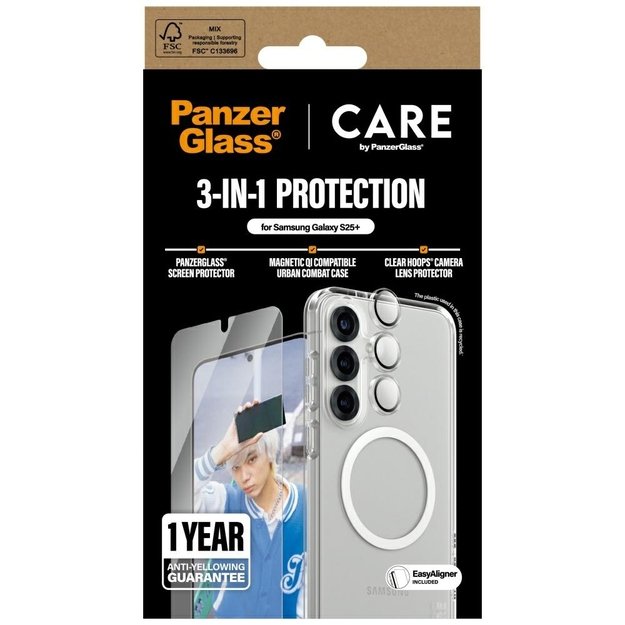 CARE by PanzerGlass Flagship 3in1 Case + Glass + Lens Protective Kit for Samsung Galaxy S25+ 3
