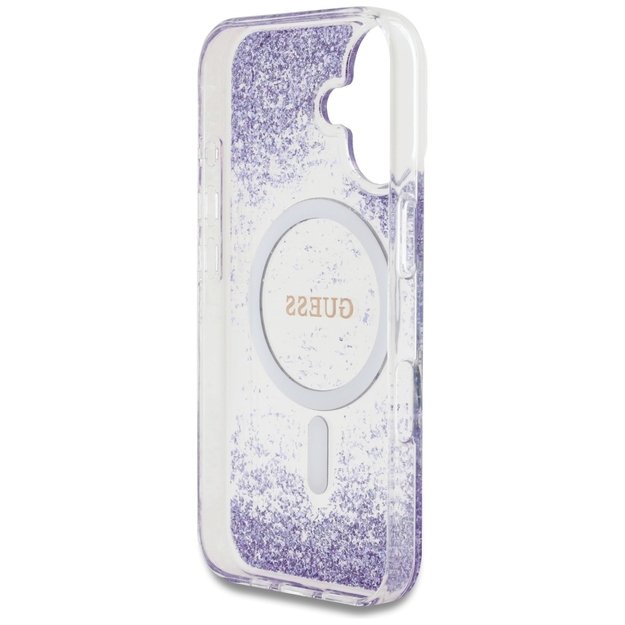 Guess HC Resin Bottom Glitter MagSafe case for iPhone 16 - purple 6