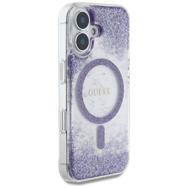 Guess HC Resin Bottom Glitter MagSafe case for iPhone 16 - purple 3