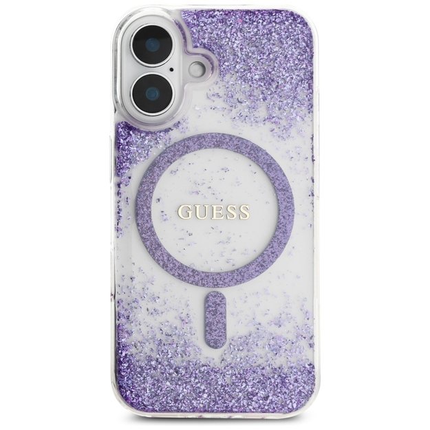 Guess HC Resin Bottom Glitter MagSafe case for iPhone 16 - purple 2