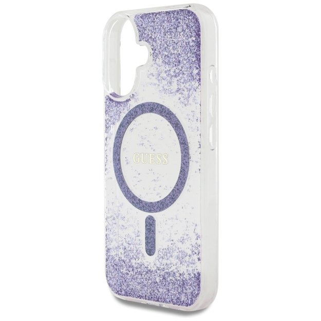 Guess HC Resin Bottom Glitter MagSafe case for iPhone 16 - purple 5