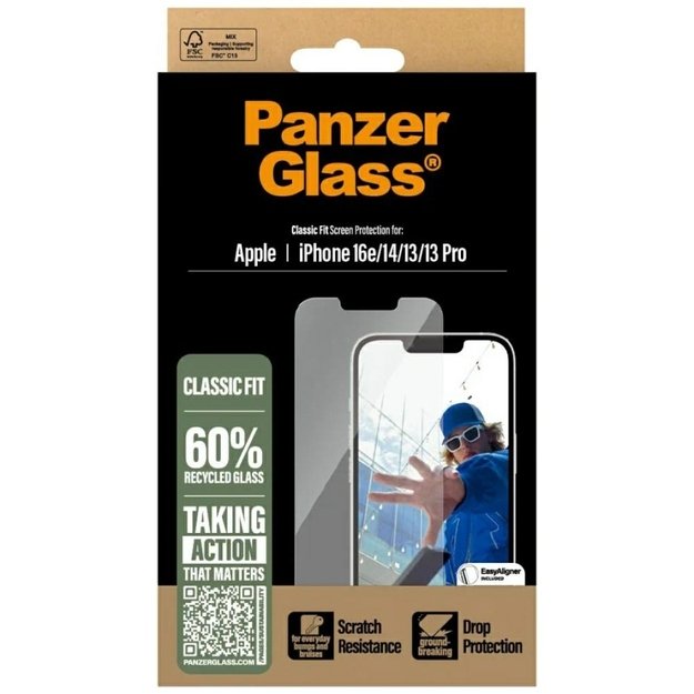 PanzerGlass Classic Fit Tempered Glass for iPhone 16e - Clear 3