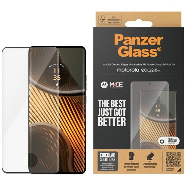 PanzerGlass Ultra-Wide Fit Tempered Glass for Motorola Edge 50 Ultra