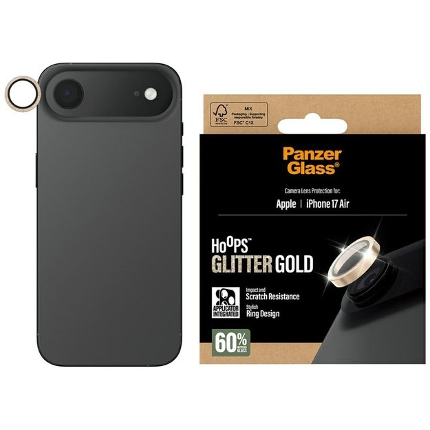 PanzerGlass Hoops Glitter Tempered Glass Lens Screen Protector for iPhone Air - Gold