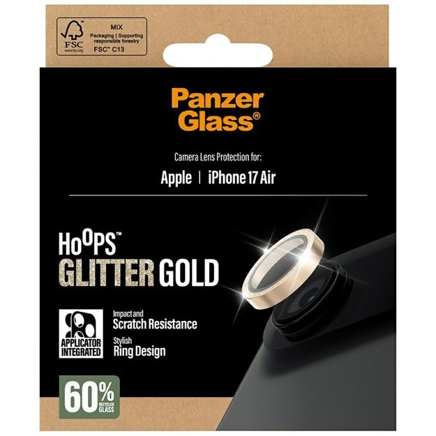 PanzerGlass Hoops Glitter Tempered Glass Lens Screen Protector for iPhone Air - Gold 4