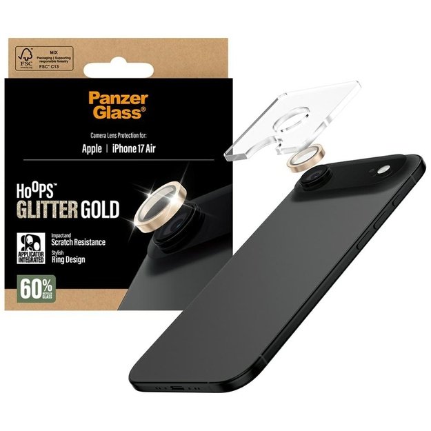 PanzerGlass Hoops Glitter Tempered Glass Lens Screen Protector for iPhone Air - Gold 3