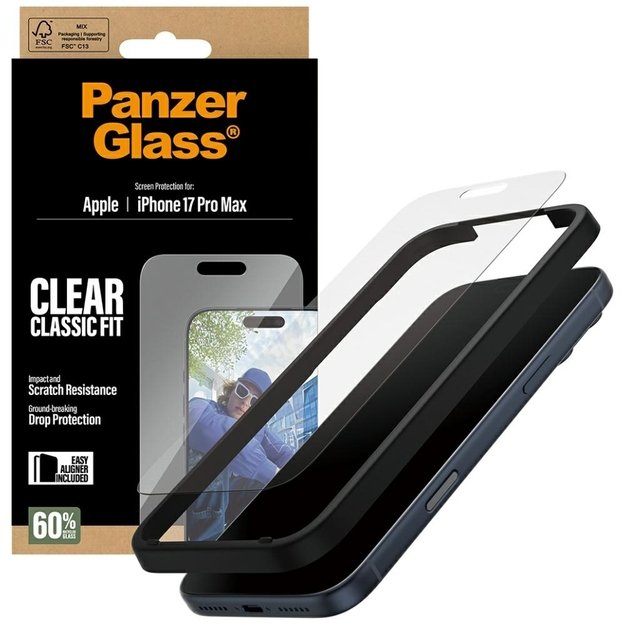 PanzerGlass Classic Fit EasyAligner Tempered Glass for iPhone 17 Pro Max 3