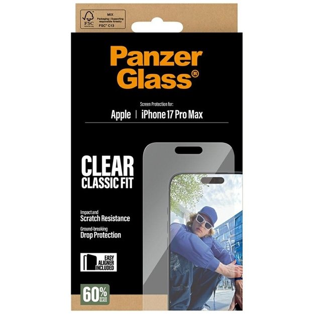 PanzerGlass Classic Fit EasyAligner Tempered Glass for iPhone 17 Pro Max 4