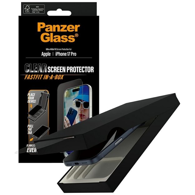 PanzerGlass Ultra-Wide Fit Fastfit Tempered Glass for iPhone 17 Pro 3