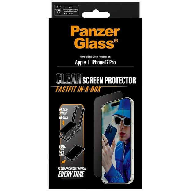 PanzerGlass Ultra-Wide Fit Fastfit Tempered Glass for iPhone 17 Pro 4