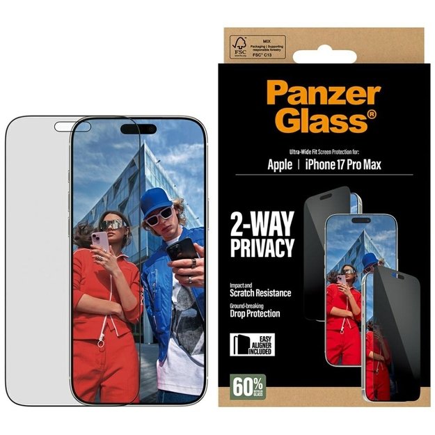 PanzerGlass Ultra-Wide Fit EasyAligner Privacy Glass for iPhone 17 Pro Max
