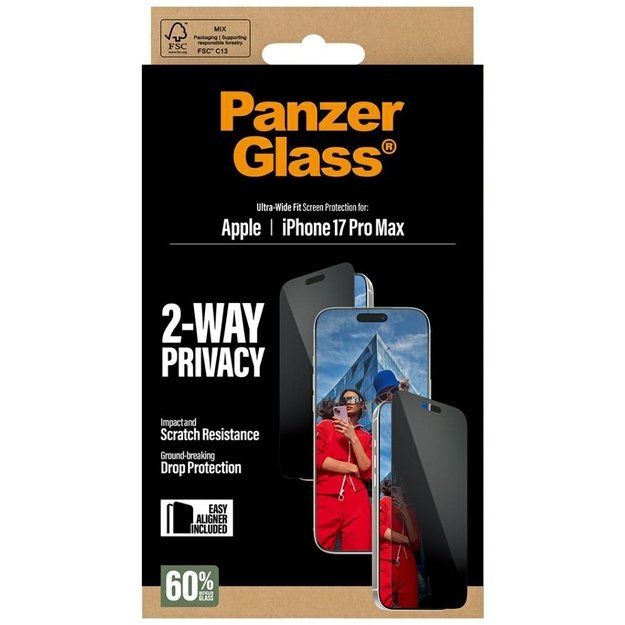 PanzerGlass Ultra-Wide Fit EasyAligner Privacy Glass for iPhone 17 Pro Max 5
