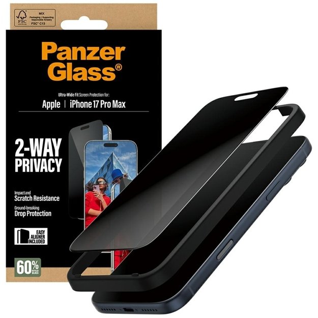 PanzerGlass Ultra-Wide Fit EasyAligner Privacy Glass for iPhone 17 Pro Max 4