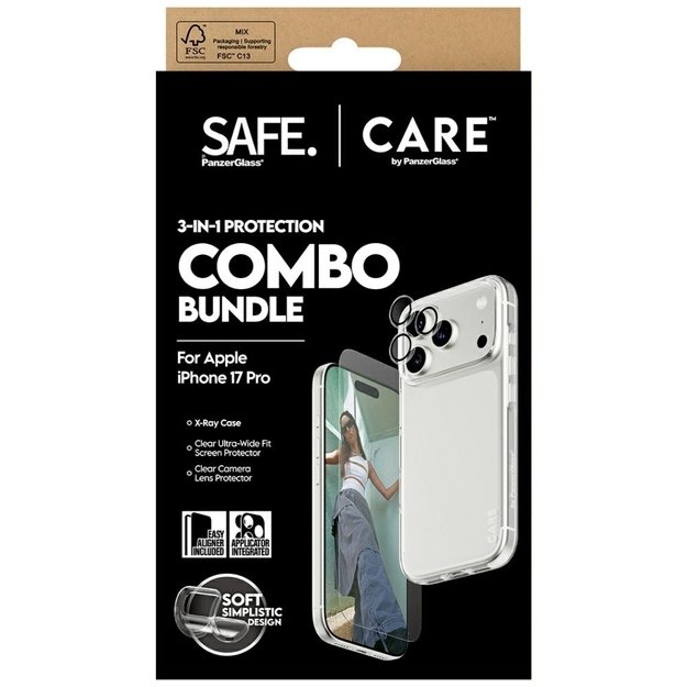 CARE by PanzerGlass Fashionable Combo 3in1 Case + Glass + Lens for iPhone 17 Pro 4