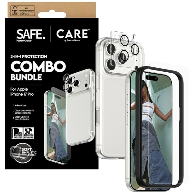 CARE by PanzerGlass Fashionable Combo 3in1 Case + Glass + Lens for iPhone 17 Pro 3