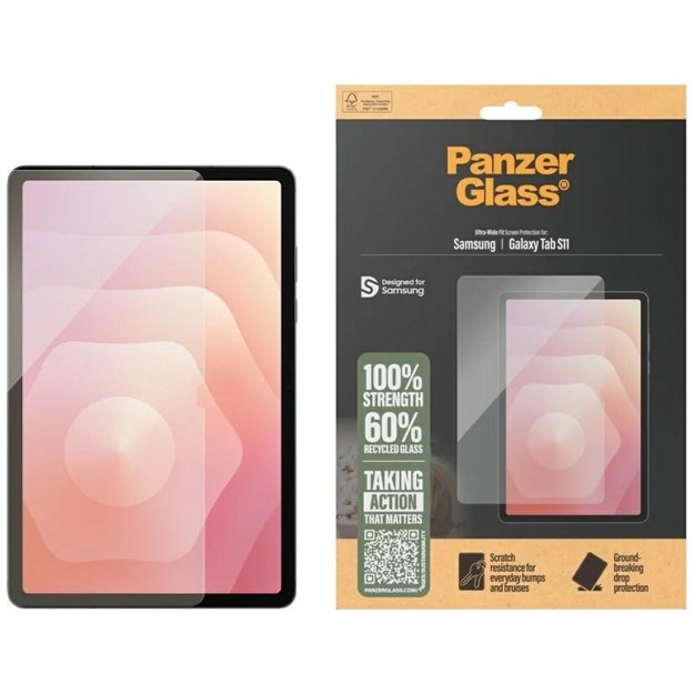 PanzerGlass Ultra-Wide Fit Tempered Glass for Samsung Galaxy Tab S11 - Transparent