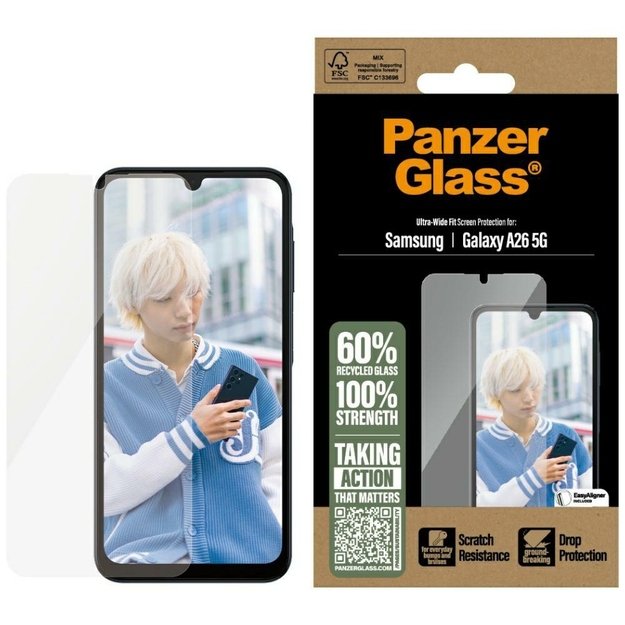 PanzerGlass Ultra-Wide Fit Tempered Glass for Samsung Galaxy A26 5G - Clear