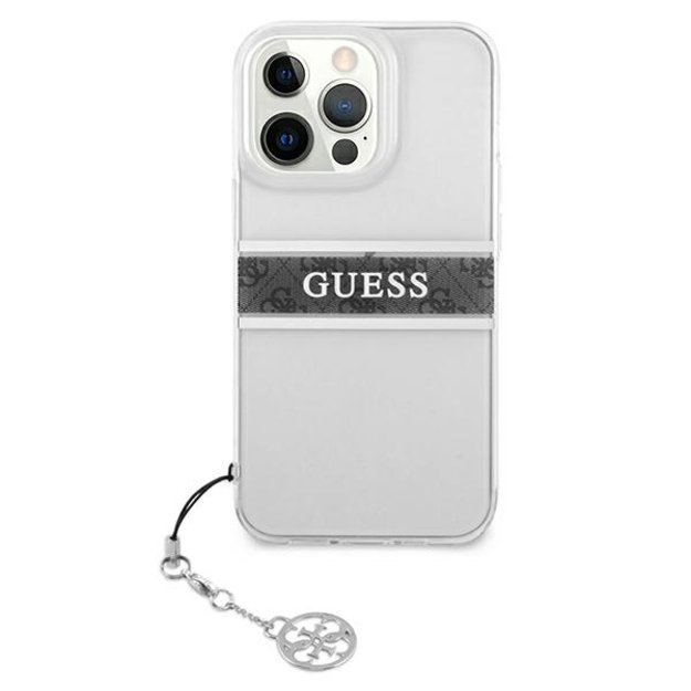 Guess GUHCP13LKB4GGR iPhone 13 Pro / 13 6,1  Transparent hardcase 4G Grey Strap Charm 9