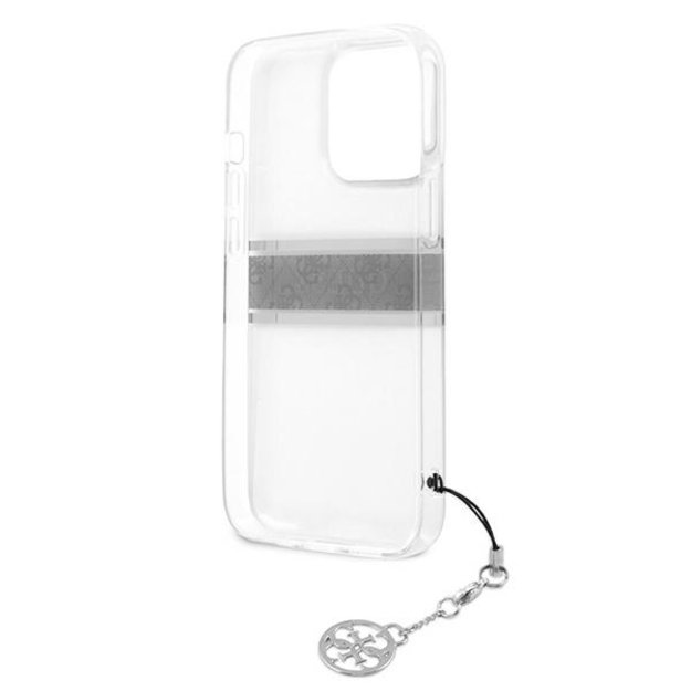 Guess GUHCP13LKB4GGR iPhone 13 Pro / 13 6,1  Transparent hardcase 4G Grey Strap Charm 13