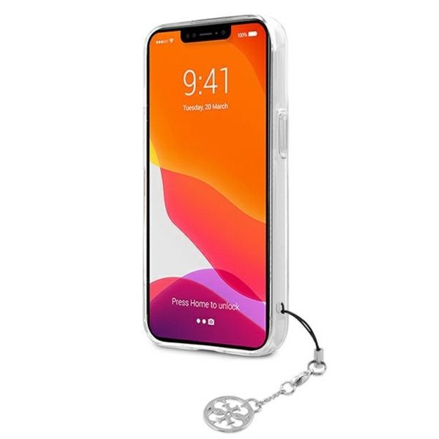 Guess GUHCP13LKB4GGR iPhone 13 Pro / 13 6,1  Transparent hardcase 4G Grey Strap Charm 11