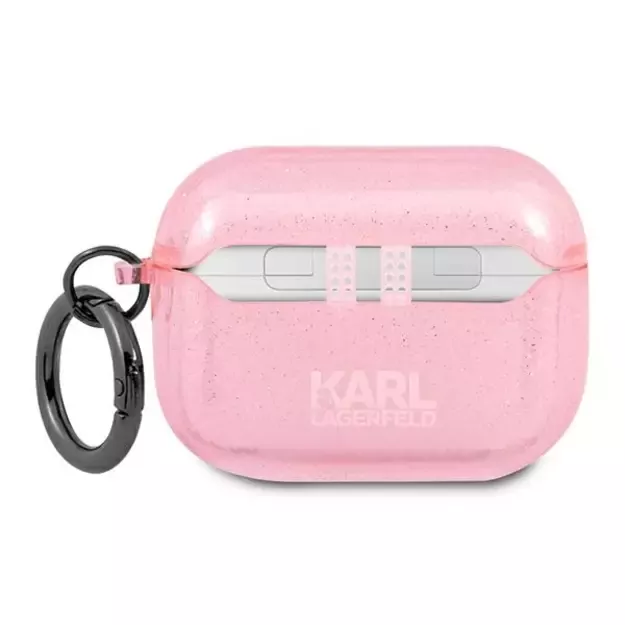 Karl Lagerfeld KLAPUKHGP AirPods Pro cover różowy/pink Glitter Karl`s Head 1