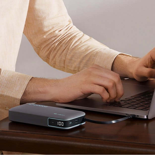 Cuktech CUKP200NGLDG 55W 20000mAh Powerbank with Built-in USB-C Cable - Gray 3