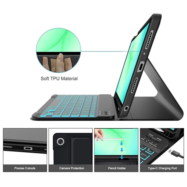 Tech-Protect SC Pen Case for Samsung Galaxy Tab A9+ / A11+ Plus 11.0 X210 / X215 / X216 / X230 / X235 / X236 - Black 4