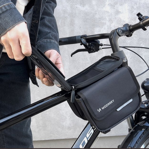 Wozinsky frame bike bag bicycle pannier waterproof phone case 1.5l black (WBB26BK) 21
