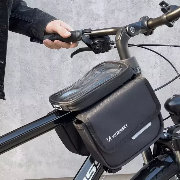 Wozinsky frame bike bag bicycle pannier waterproof phone case 1.5l black (WBB26BK) 10