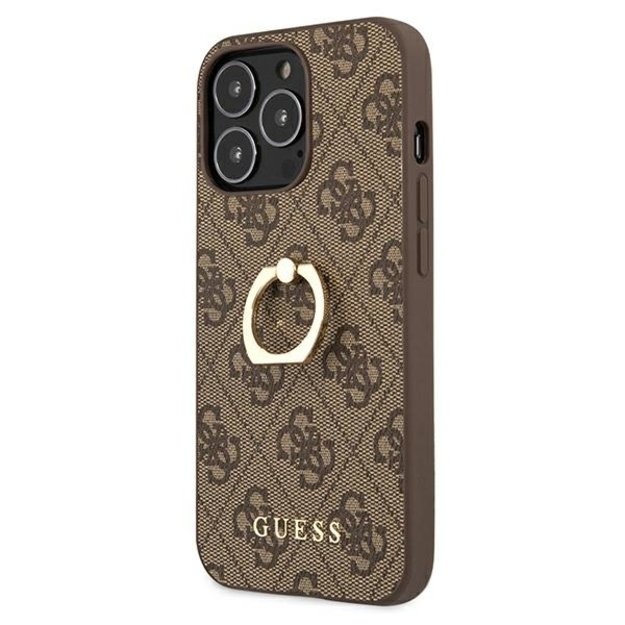 Guess GUHCP13L4GMRBR iPhone 13 Pro / 13 6.1&quot  brown/brown hardcase 4G with ring stand 1