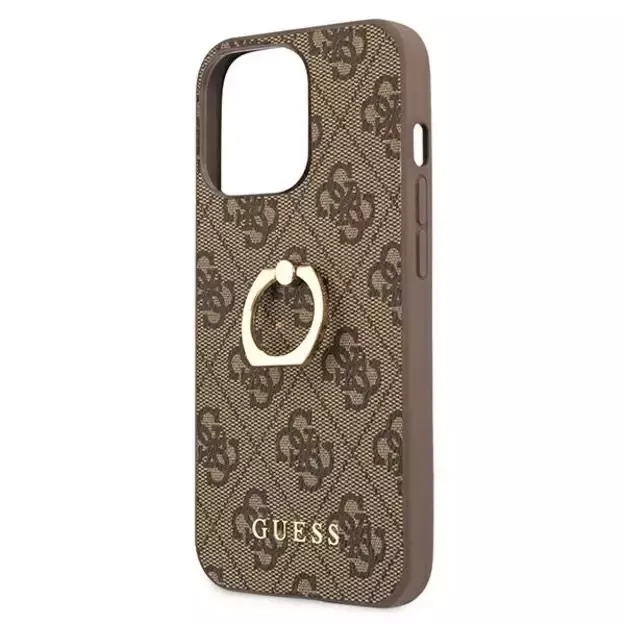 Guess GUHCP13L4GMRBR iPhone 13 Pro / 13 6.1&quot  brown/brown hardcase 4G with ring stand 12