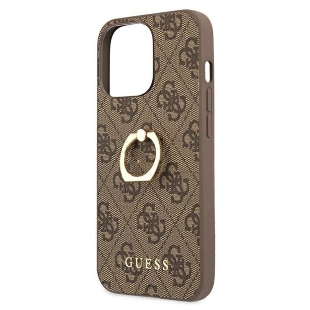 Guess GUHCP13L4GMRBR iPhone 13 Pro / 13 6.1&quot  brown/brown hardcase 4G with ring stand 5