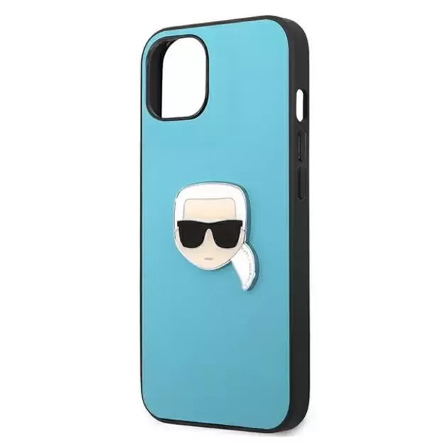 Karl Lagerfeld KLHCP13SPKMB iPhone 13 mini 5,4  niebieski/blue hardcase Leather Ikonik Karl`s Head Metal 12