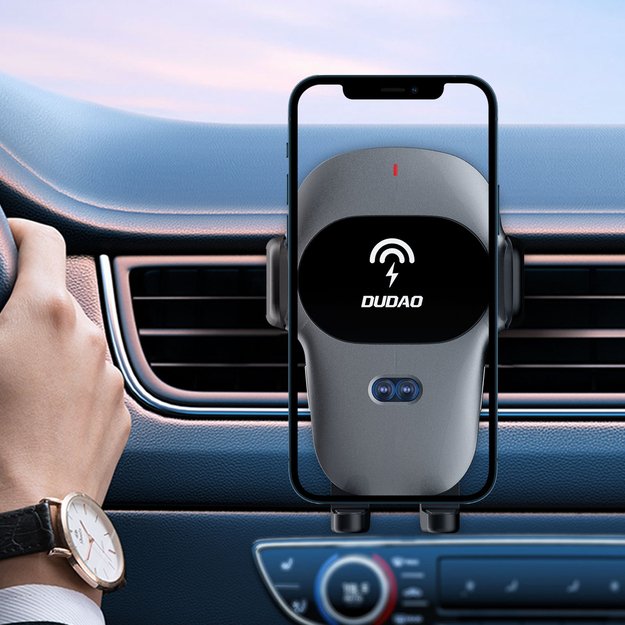 Dudao Automatic Car Holder with Built-in Qi 15W Wireless Charger Gray (F20xs) 14