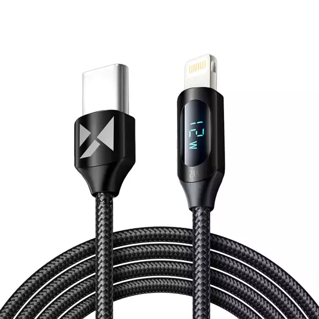 Wozinsky WUCLC2 Lightning - USB-C 36W 480Mb/s cable 2m with display - black