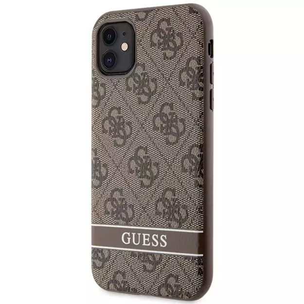 Guess GUHCN61P4SNW iPhone 11 / Xr brown/brown hardcase 4G Stripe 1
