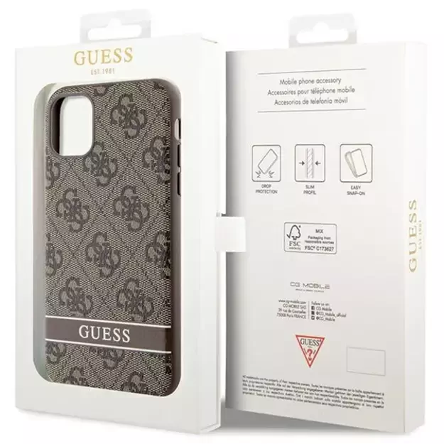 Guess GUHCN61P4SNW iPhone 11 / Xr brown/brown hardcase 4G Stripe 7