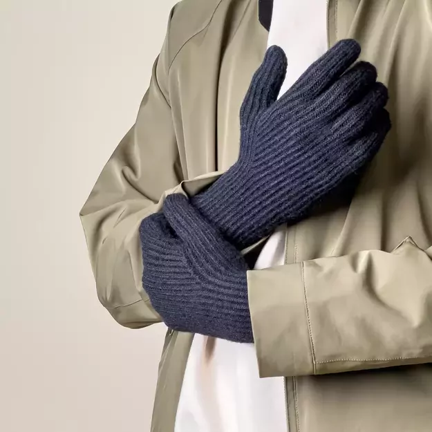 Braided telephone gloves with cut-outs for fingers - black 8
