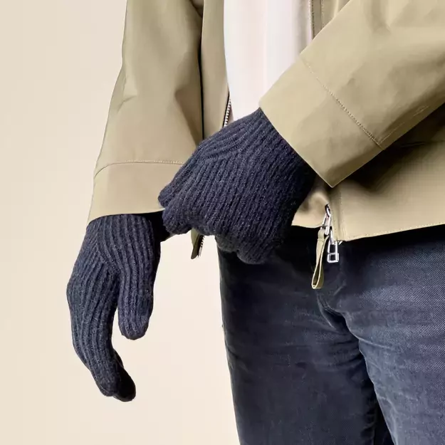 Braided telephone gloves with cut-outs for fingers - black 6