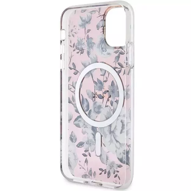 Guess GUHMN61HCFWSP iPhone 11 / Xr 6.1  pink/pink hardcase Flower MagSafe 6