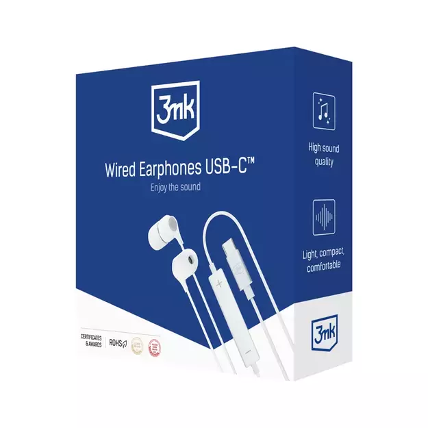 USB-C 3mk Wired Headphones - white 10