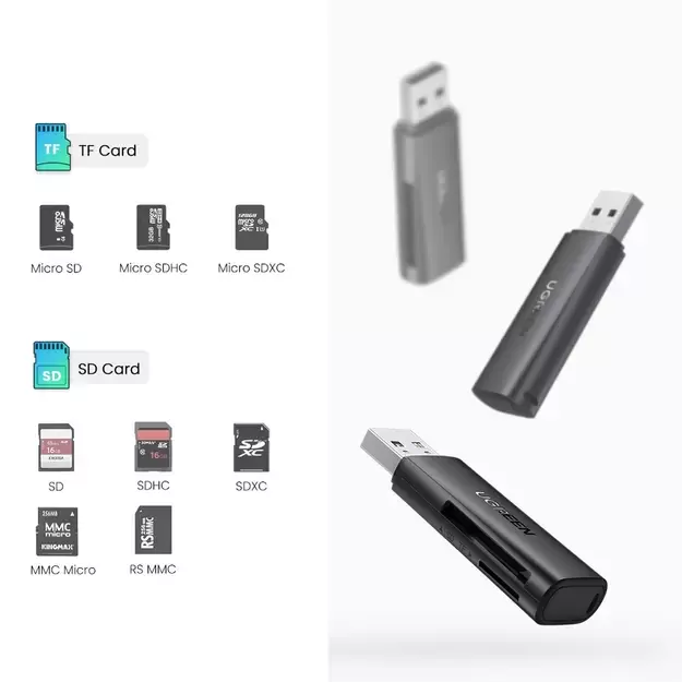 Ugreen CM264 USB 3.0 SD/TF card reader - black 6