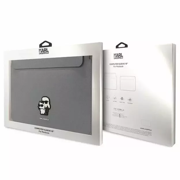 Karl Lagerfeld Saffiano Karl&amp Choupette case for a 16&quot  laptop - silver 6