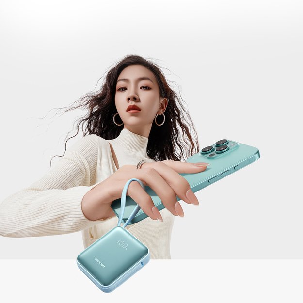 Joyroom JR-PBF27 22.5W 10000mAh Powerbank with Two Built-in Cables - Blue 6