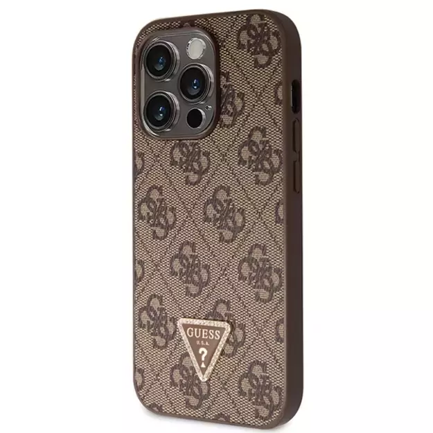Guess GUHCP14LP4TDSCPW case for iPhone 14 Pro - brown Crossbody 4G Metal Logo 9