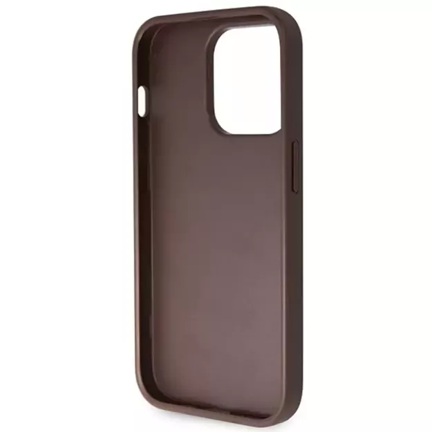 Guess GUHCP14LP4TDSCPW case for iPhone 14 Pro - brown Crossbody 4G Metal Logo 15